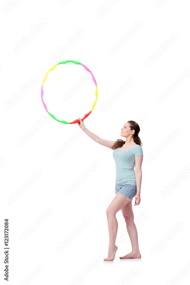 Young woman in sports concept isolated on the white Young woman in sports concept isolated on the white