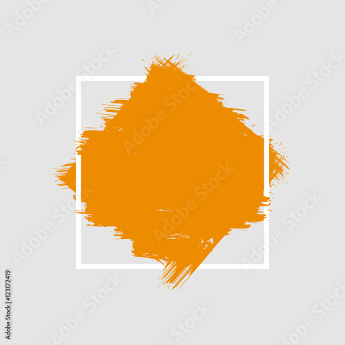 Abstract grunge hand painted colorful brush stroke shapes. Isolated dry watercolor drawn placeholder on light background.