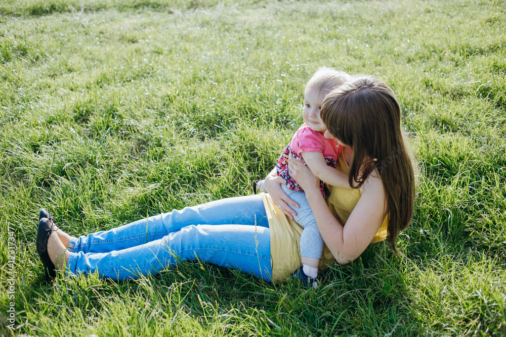 Fototapeta premium mom and daughter
