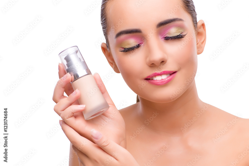 Beautiful woman in make up concept isolated on white Beautiful woman in make up concept isolated on white