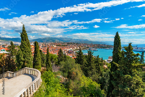 Scenic view of Split at night