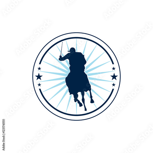 Star Jokey Riding Race Horse Elegant Logo Template