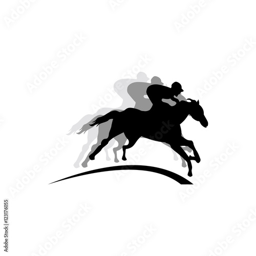 Jumping and Running Equestrian Horse with Jockey Logo