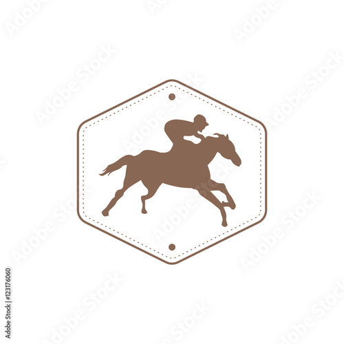 Running Horse with Jockey Silhouette Vintage Logo