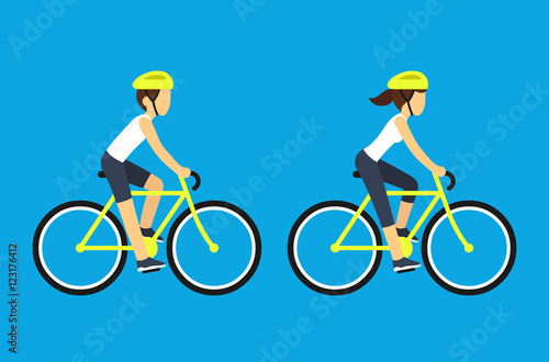 Male and female cyclists