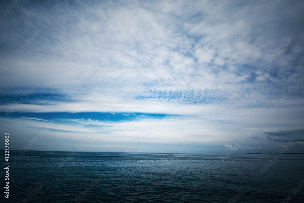 Cold sea and cloudy sky.