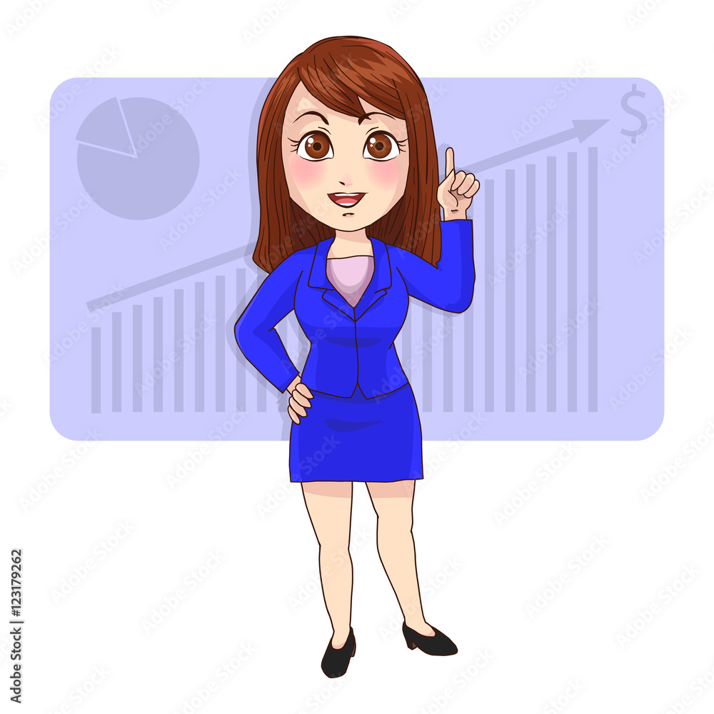 vector illustration of business woman on business concept background ...