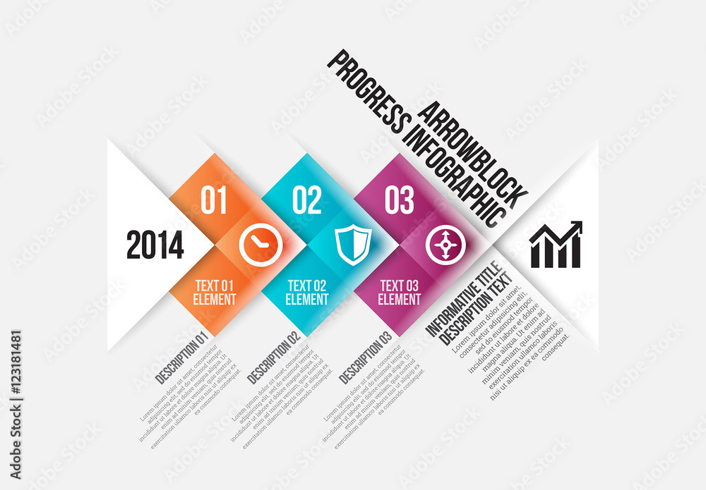 Arrowblock Progress Infographic Stock Template | Adobe Stock