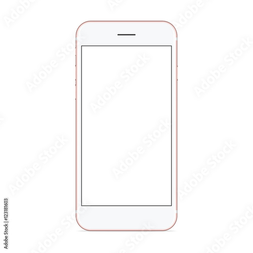 vector mockup phone front view on white background, new phone design gold color