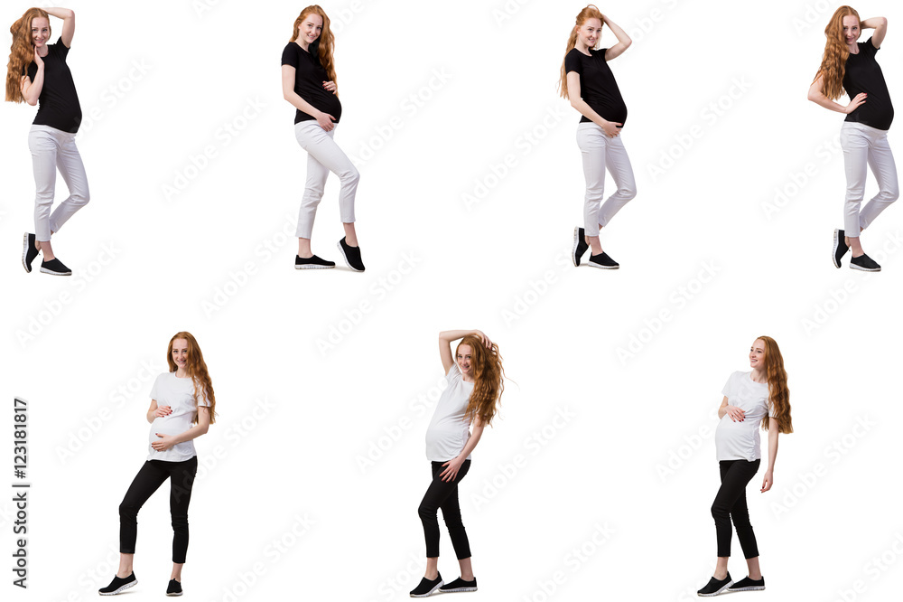 Pregnant woman in composite image isolated on white Pregnant woman in composite image isolated on white