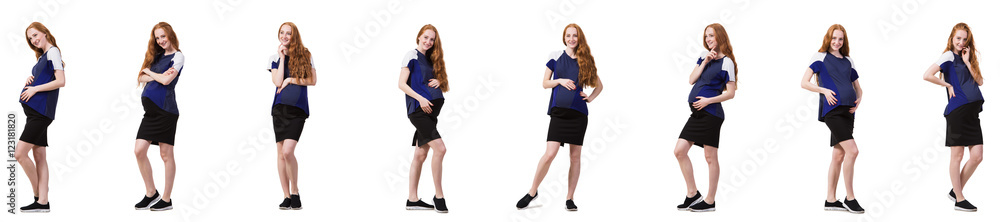 Pregnant woman in composite image isolated on white Pregnant woman in composite image isolated on white