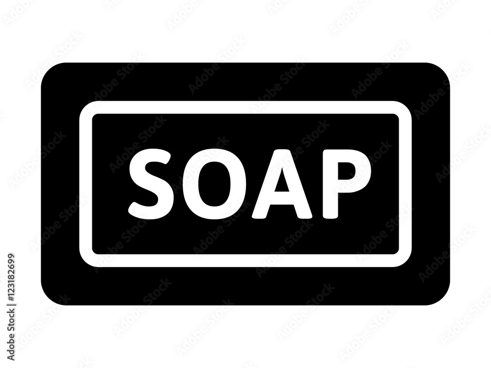 Bar of cleaning soap with word flat icon for apps and websites Bar of cleaning soap with word flat icon for apps and websites