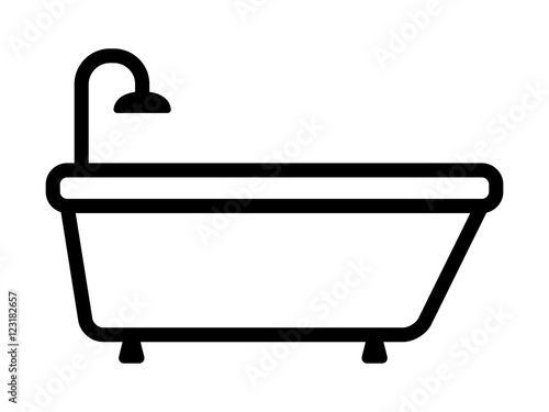 Bathtub / bath tub for bathing line art icon for apps and websites