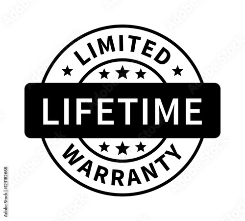 Limited lifetime warranty badge, seal, stamp or label flat icon