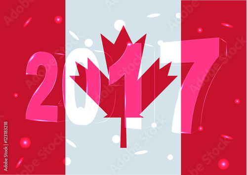 Новый 2017 год на фоне флага Канады