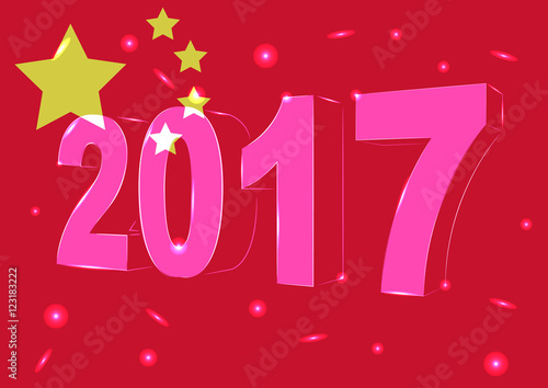 Новый 2017 год на фоне флага Китая