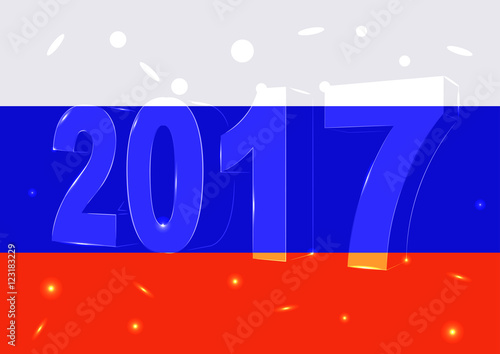Новый 2017 год на фоне флага России