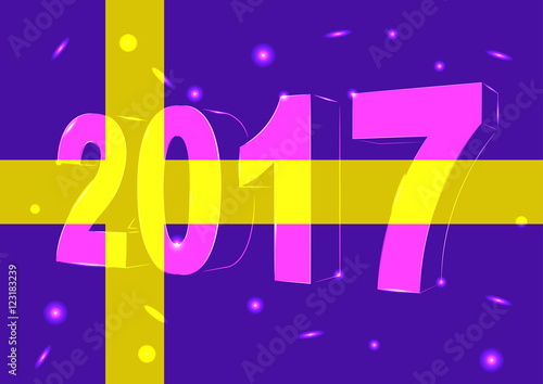Новый 2017 год на фоне флага Швеции