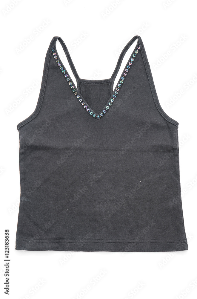 women black vest on white