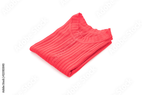 red t-shirt folded on white
