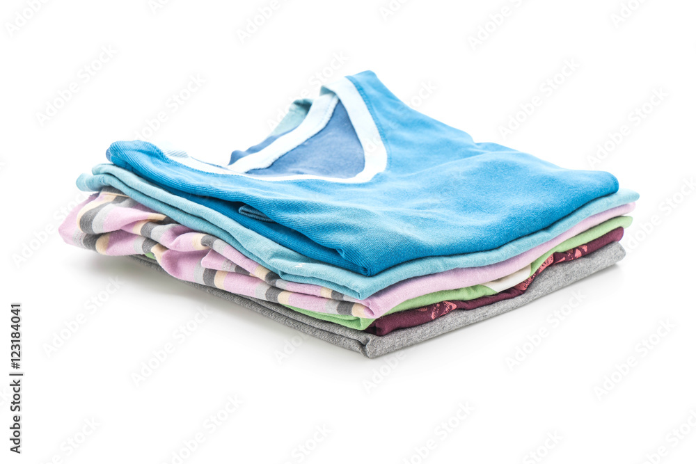 stacks of clothing on white