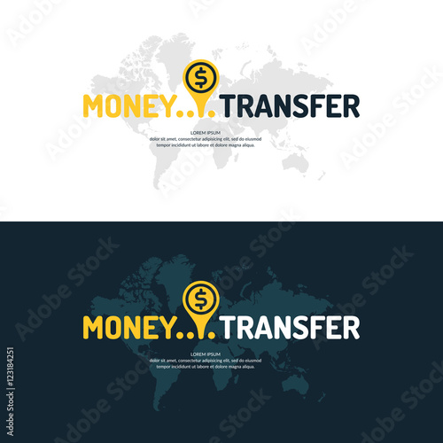 Modern money transfer poster and logo pointer.