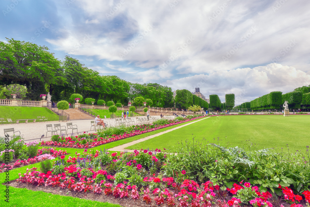 Fototapeta premium Luxembourg Palace and park in Paris, the Jardin du Luxembourg, o