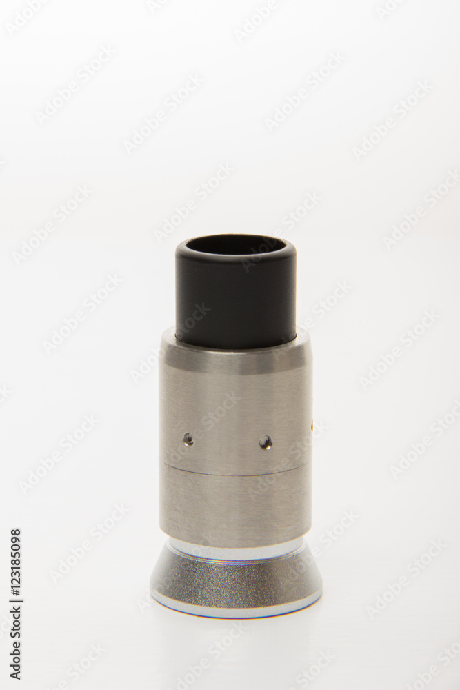 Dismantled parts of the electronic cigarette black and steel col Dismantled parts of the electronic cigarette black and steel col