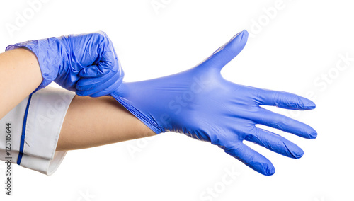 Hands in medical gloves
