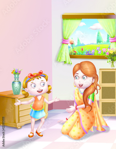 Mother and daughter sing te...