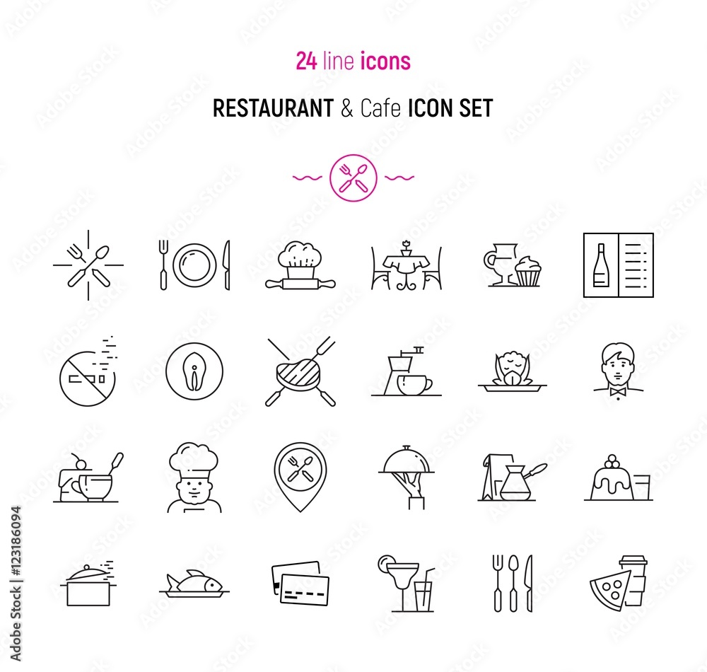 Restaurant and Cafe icon set