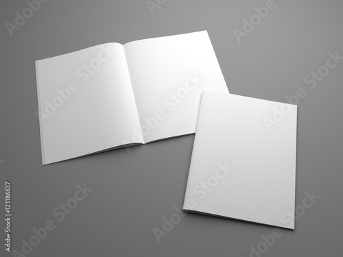 Blank open 3d rendering US Letter magazine mockup with cover