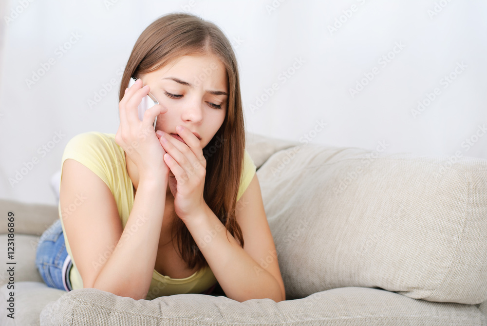 portrait of beautiful girl talking by phone portrait of beautiful girl talking by phone