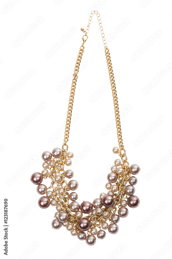 Golden chain necklace. Jewelry design with clipping path Golden chain necklace. Jewelry design with clipping path