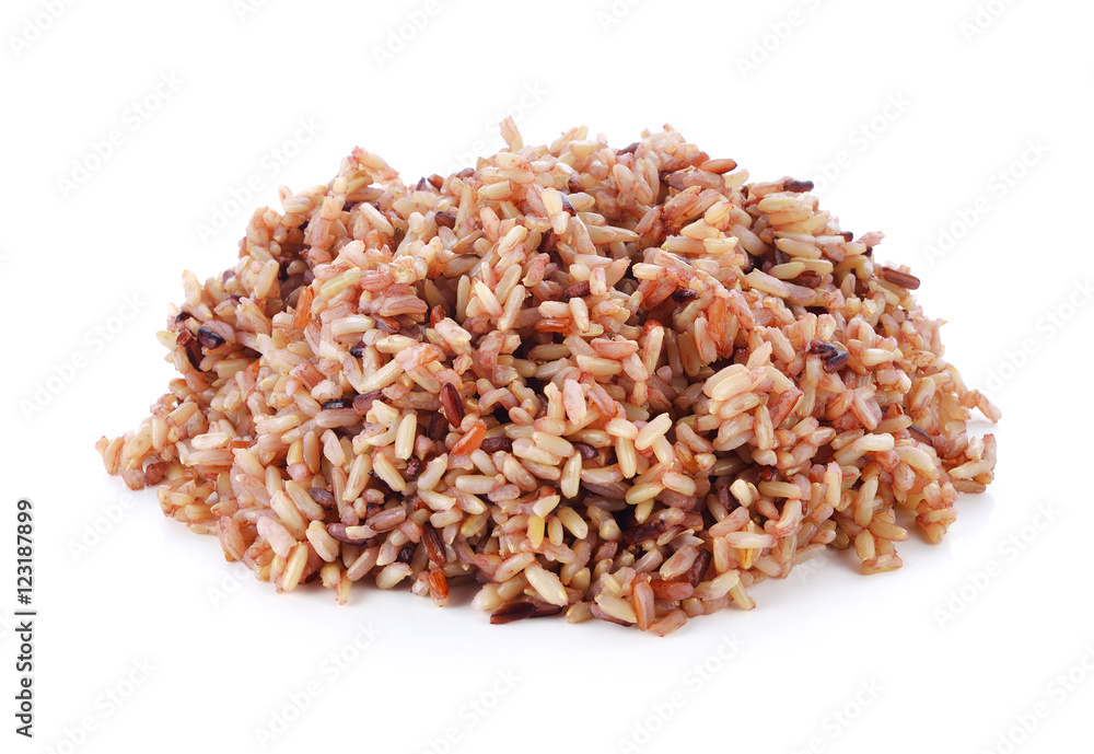 Red rice on a white background Red rice on a white background