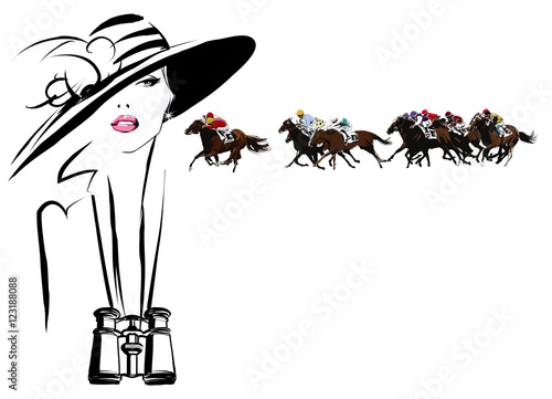 Woman in a horse racecourse