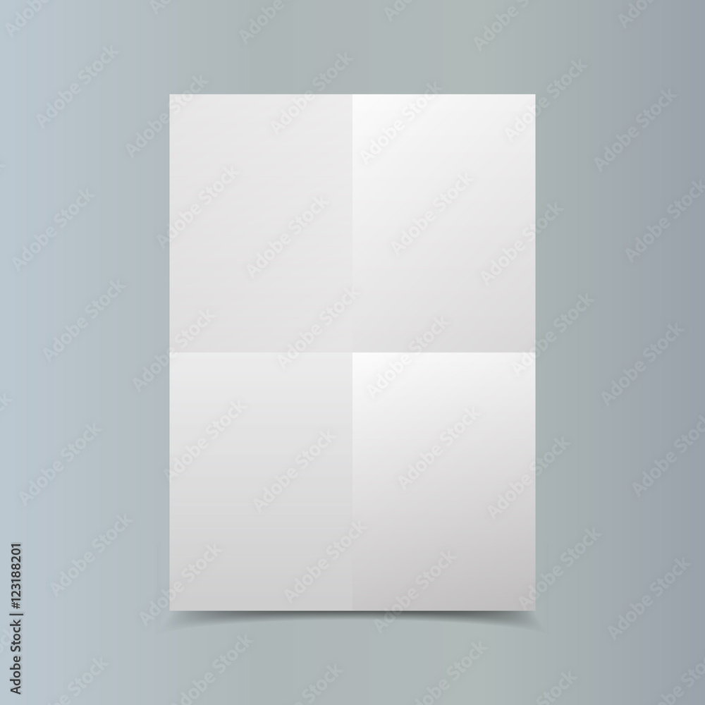 Empty vector vertical white paper poster mockup on grey wall. 