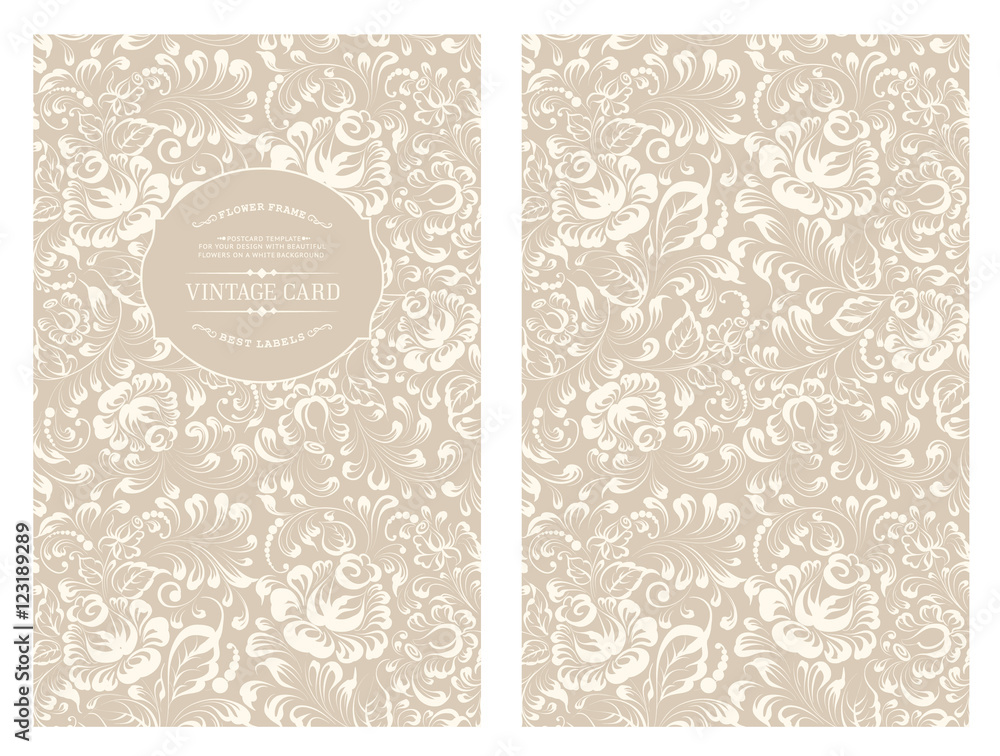 Design for you personal cover with rose flowers. Floral theme for book cover. Flower texture illustration in style of engraving. Ornate of floral seamless pattern in Gzhel style. Vector illustration