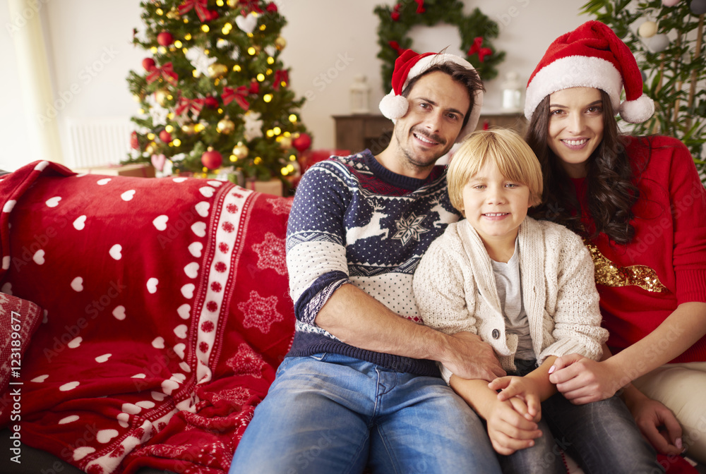 Portrait of happy family at Christmas Portrait of happy family at Christmas