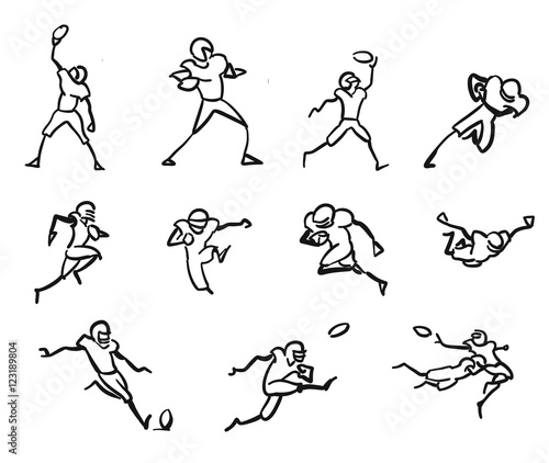 American Football Player Motion Sketch Studies