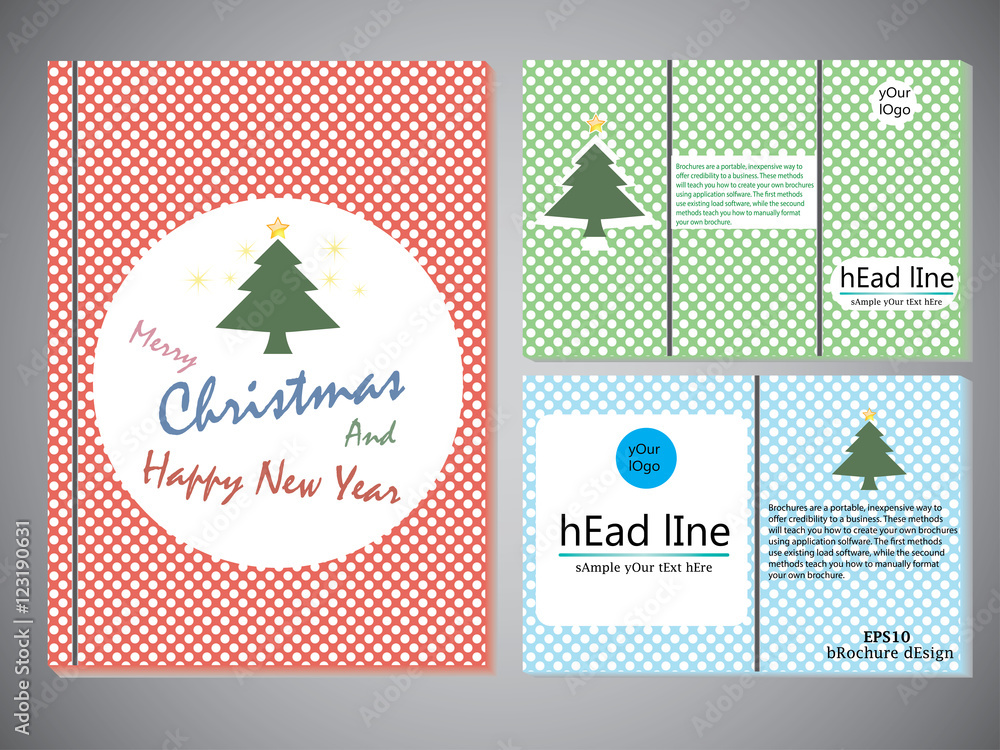 Set of Christmas brochures in vintage style ,Template of book cover for brochure,flyer,annual report .Vector design illustration eps10.