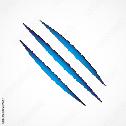 Three blue scratches from claws, vector illustration