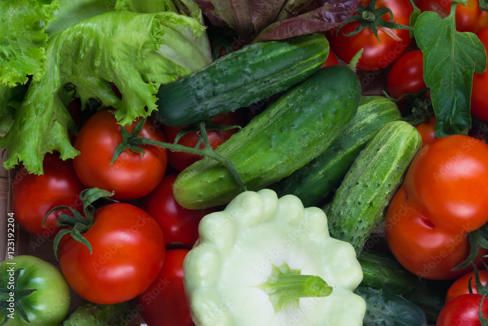 Background of fresh vegetables from the farm