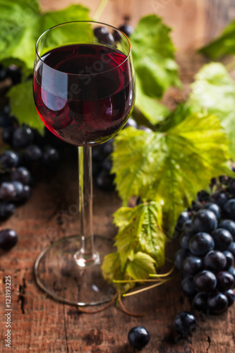 Red wine and grapes 