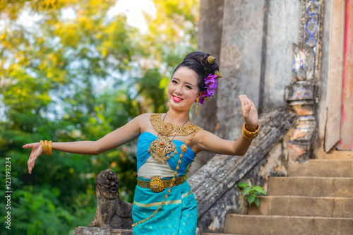 Beautiful Thai girl wearing Thai dress