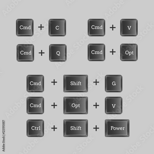 Computer keyboard shortcuts with vector buttons