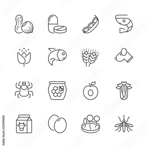 basic allergens thin line icons