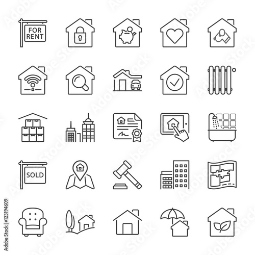 building and real estate line iconset 1