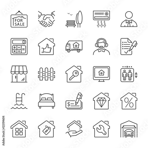 building and real estate line iconset 2