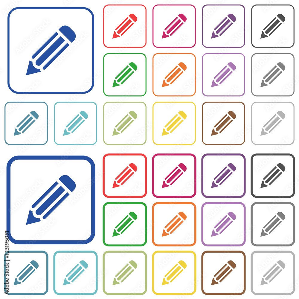 Pencil color outlined flat icons Pencil color outlined flat icons
